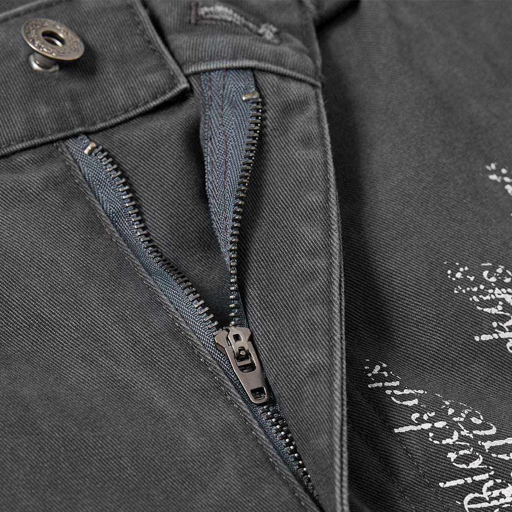 Letter Print Damage Pleats Cargo Pants MW10343