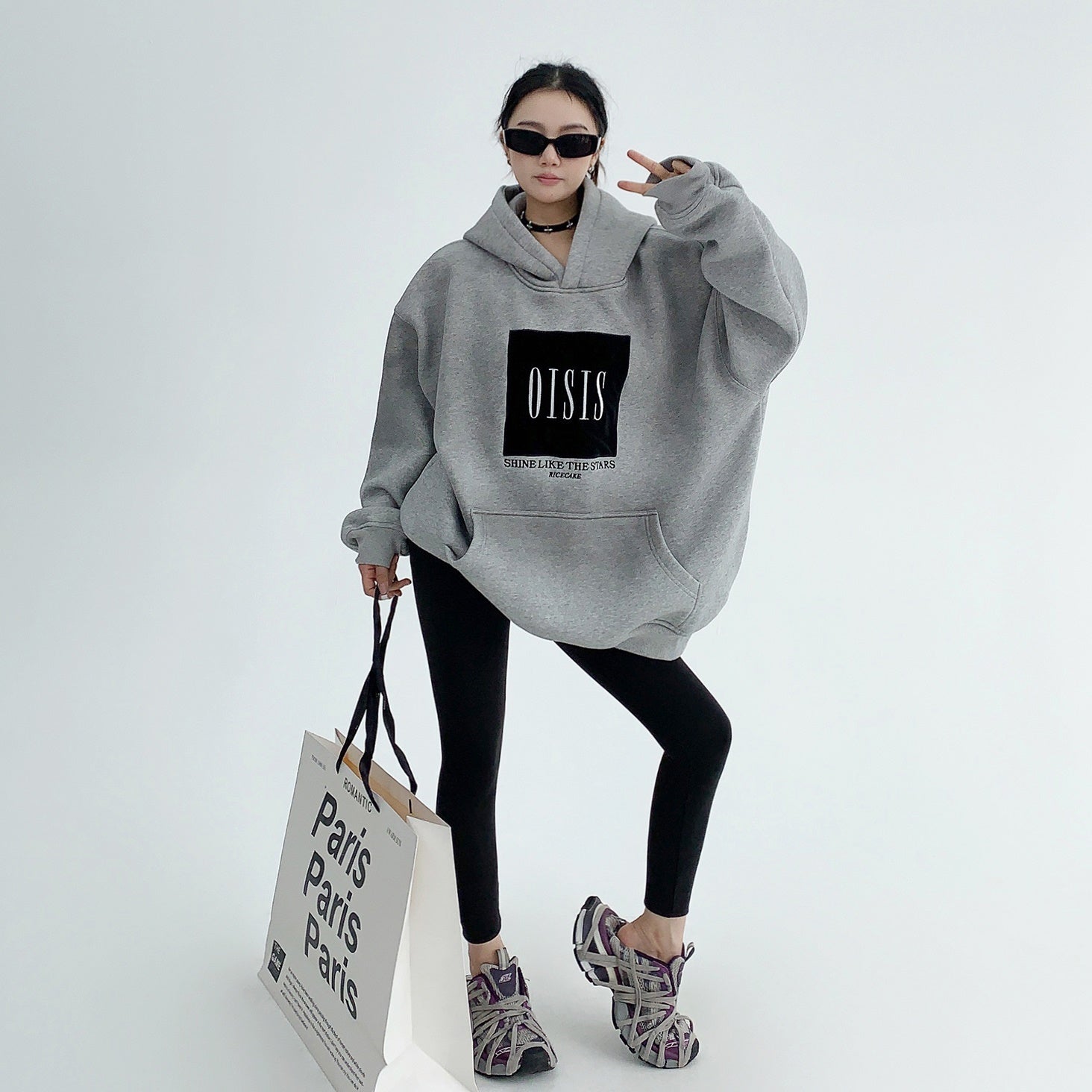 Heavy Distressed Embroidery Oversize Hoodie MW9510