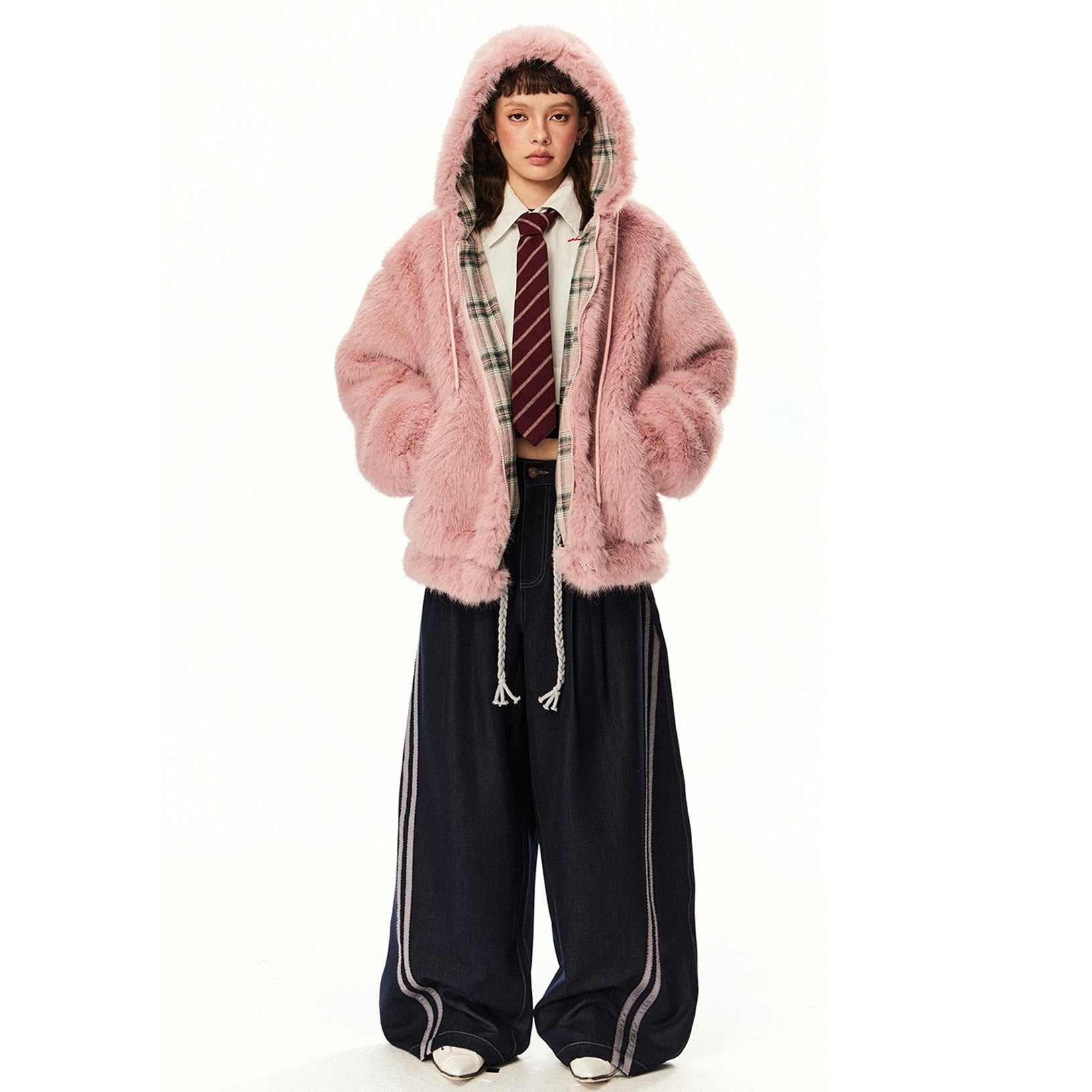 Plush Fake Fur Hooded Jacket EZ230