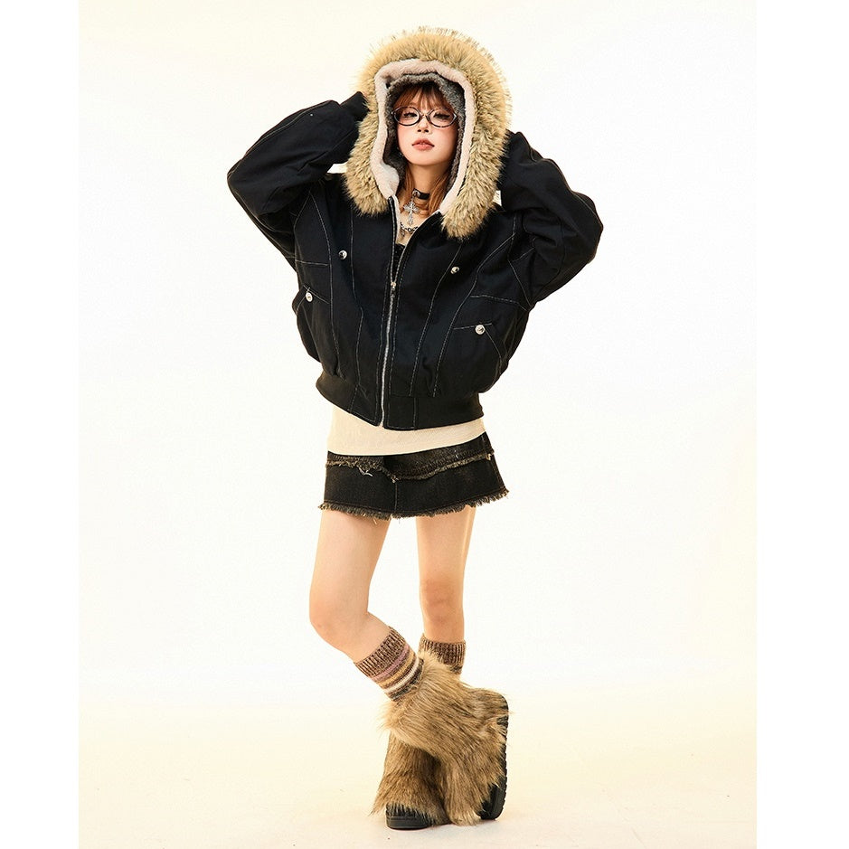 Fur Collar Work Style Hooded Blouson MW9807