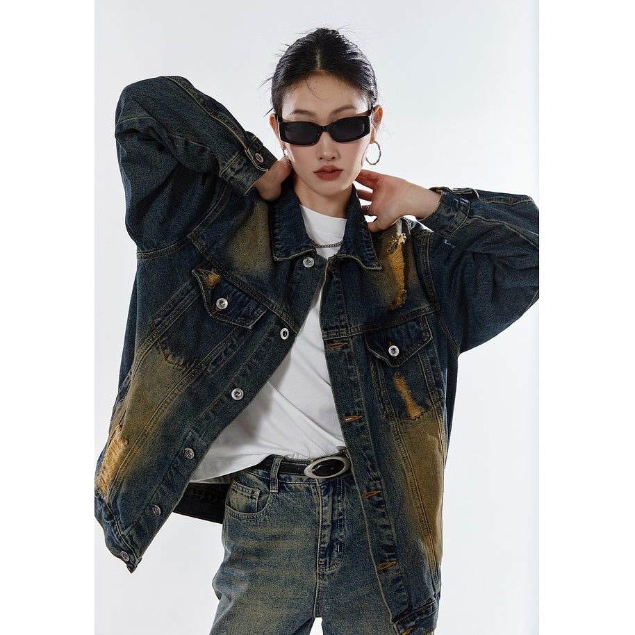 Vintage Washed Loose Denim Jacket MW9323