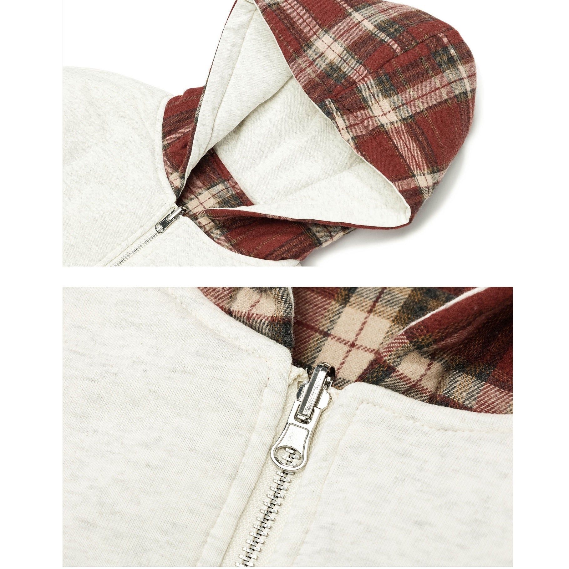 Reversible Plaid Hooded Zipper Jacket MW9732