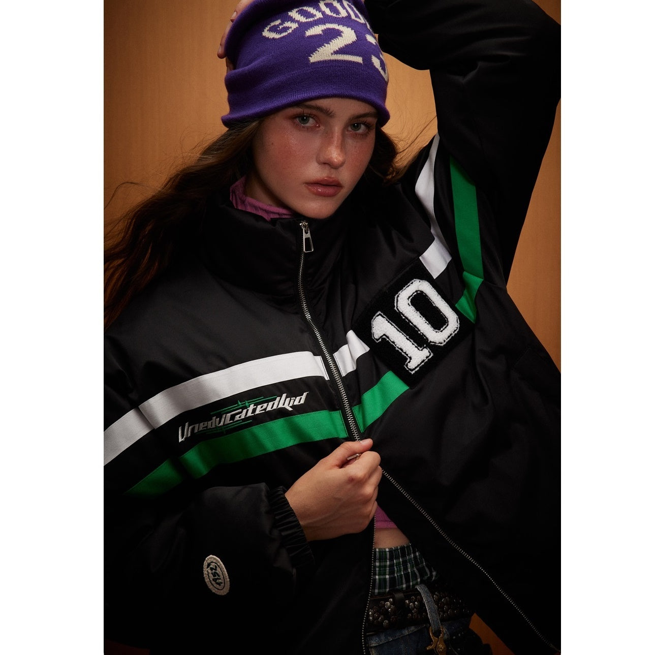 Retro Sports Style Stand Collar Zip Jacket SP7011