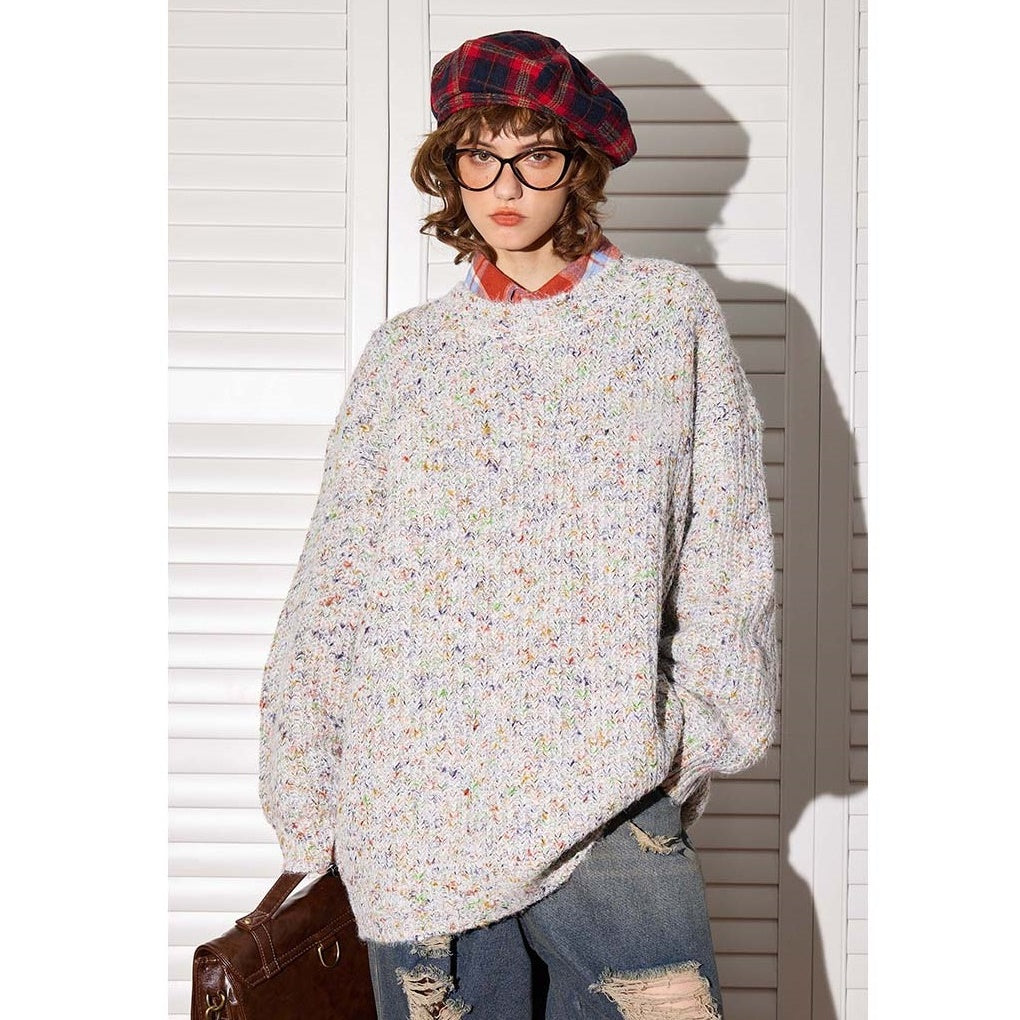 Color Dots Retro Crew Neck Sweater BT7047