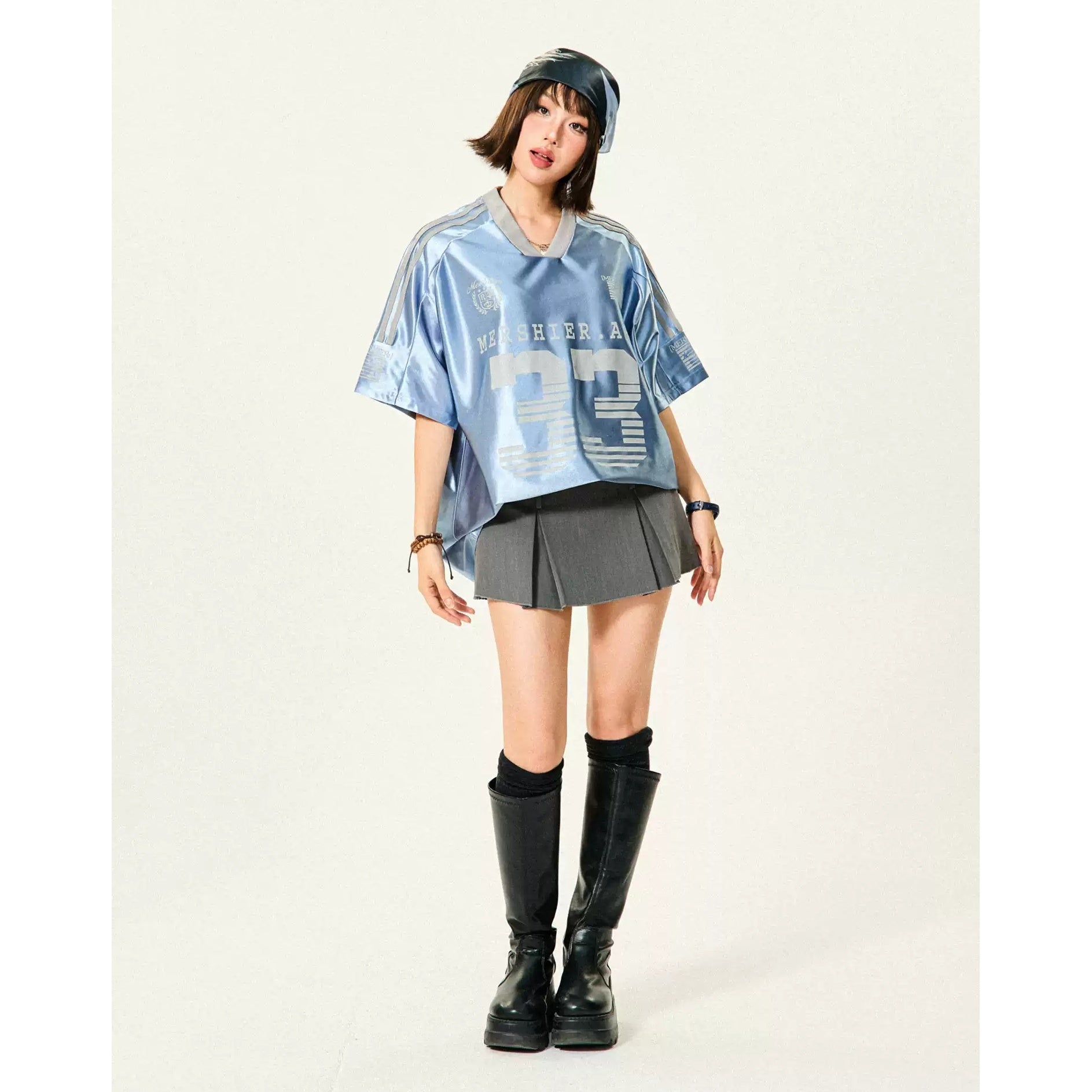 V-neck 33-Letter Sports Style T-shirt MW10104