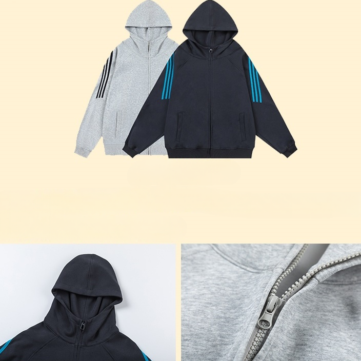 High-neck Striped ZIP-Up Hooded Parka MW9364