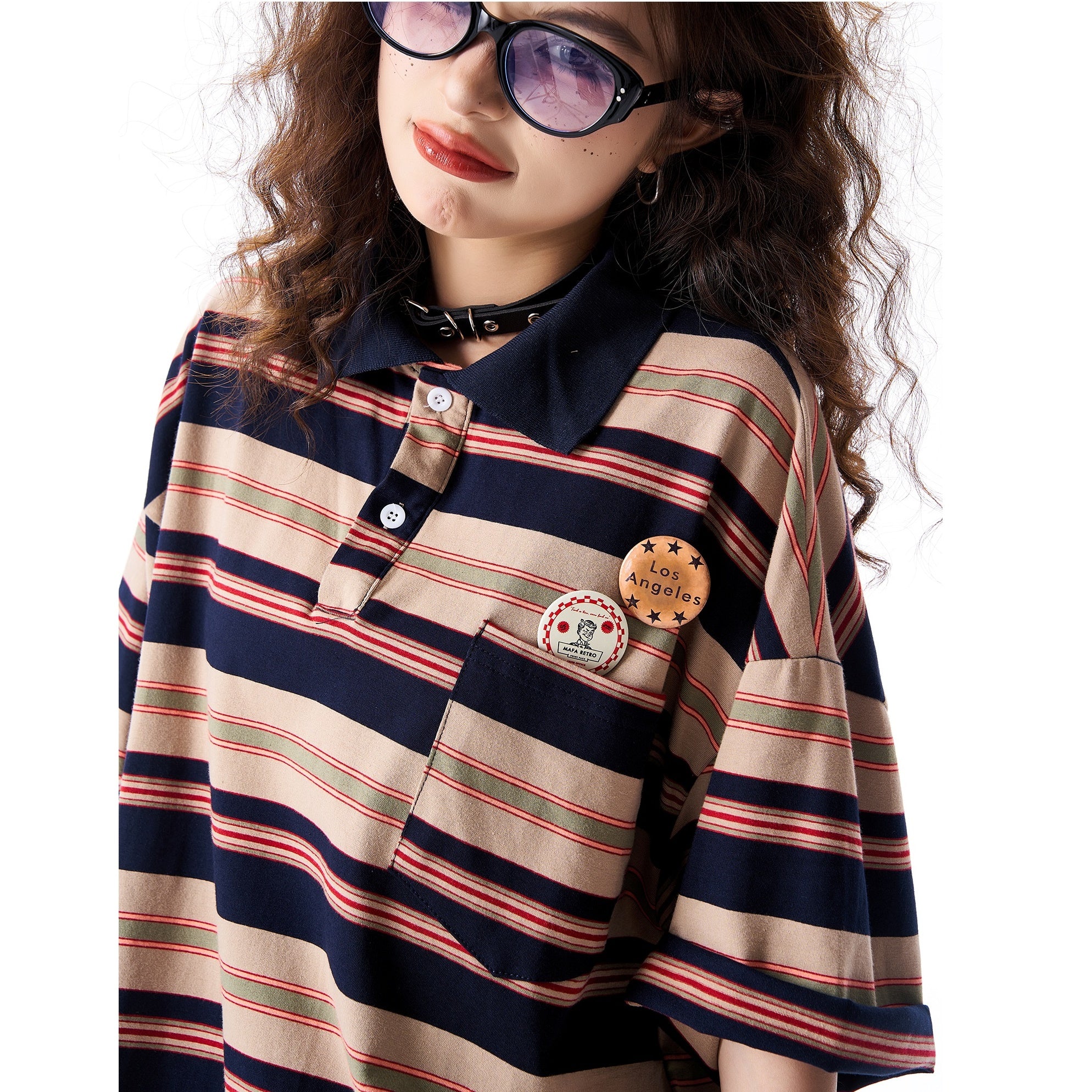 Vintage Border Polo Collar T-Shirt With Badge HG7167