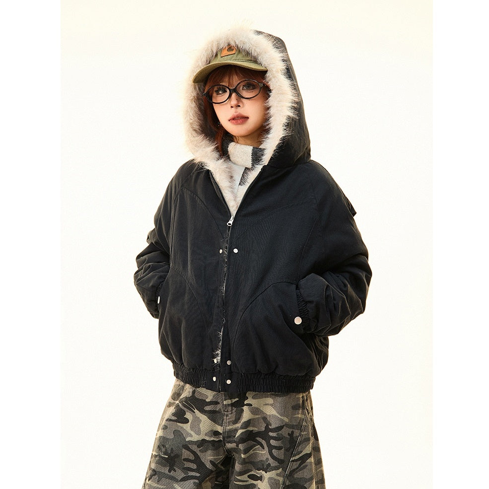 Fur Collar Warm Hooded Quilting Jacket MW9698