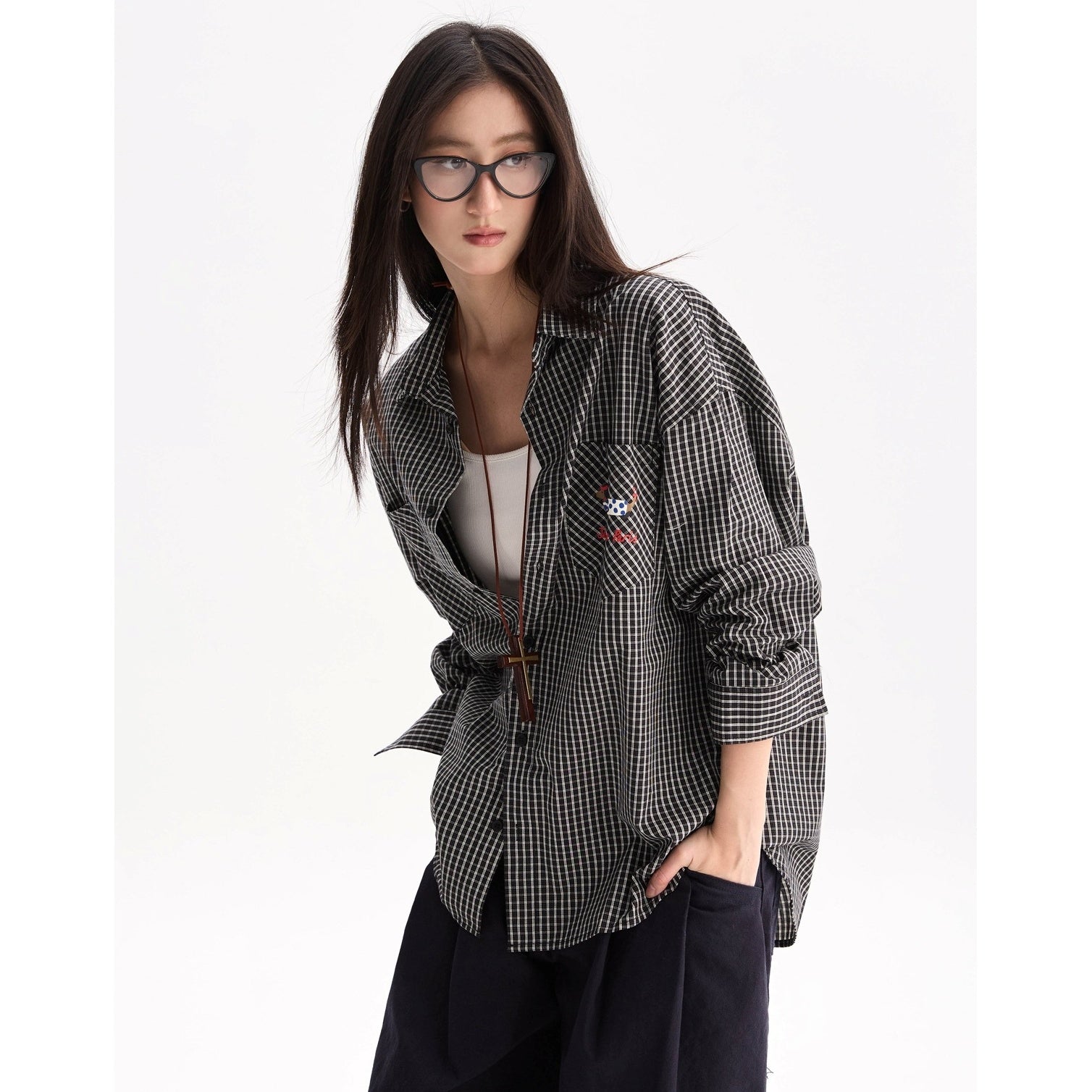 Dog Print Checked Shirt AP7011