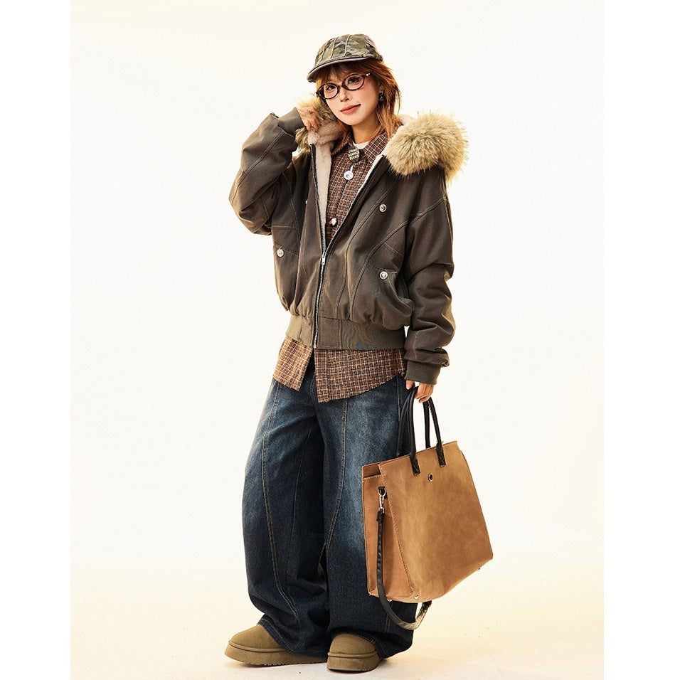 Fur Collar Work Style Hooded Blouson MW9807