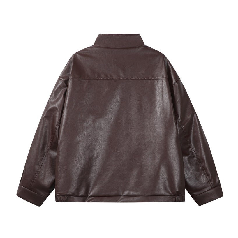 PU Leather Boa Liner Jacket MW9742