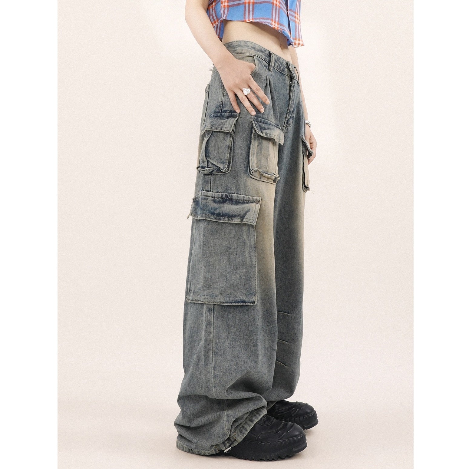 Waist Tuck Wide Leg Cargo Pants MR8023