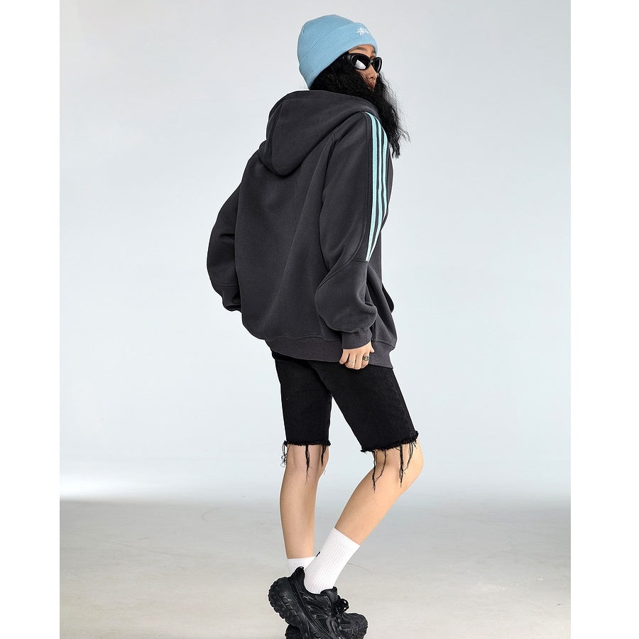 Three-Line ZIP-Up Sporty Hooded Parka MW9319