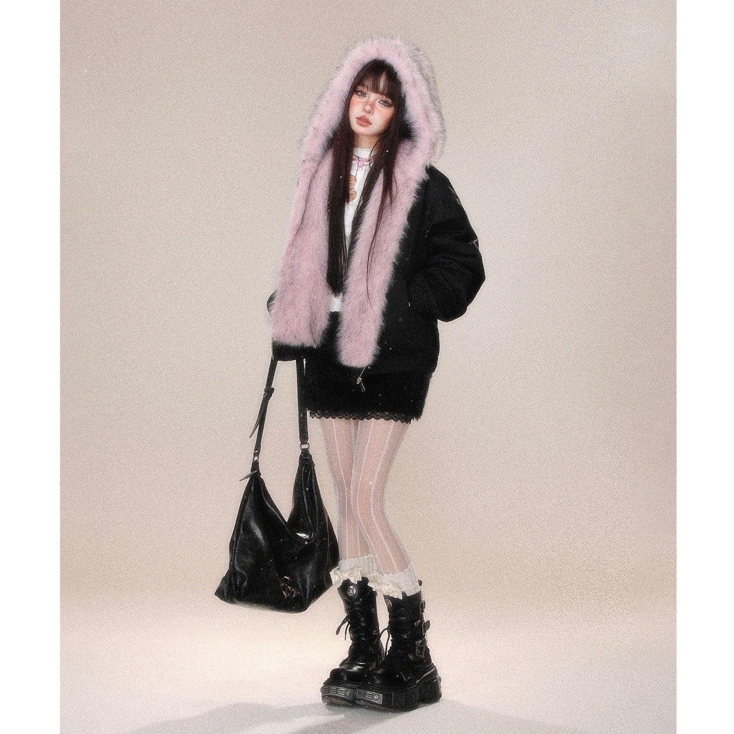 Reversible Hooded Fur Jacket KK2018