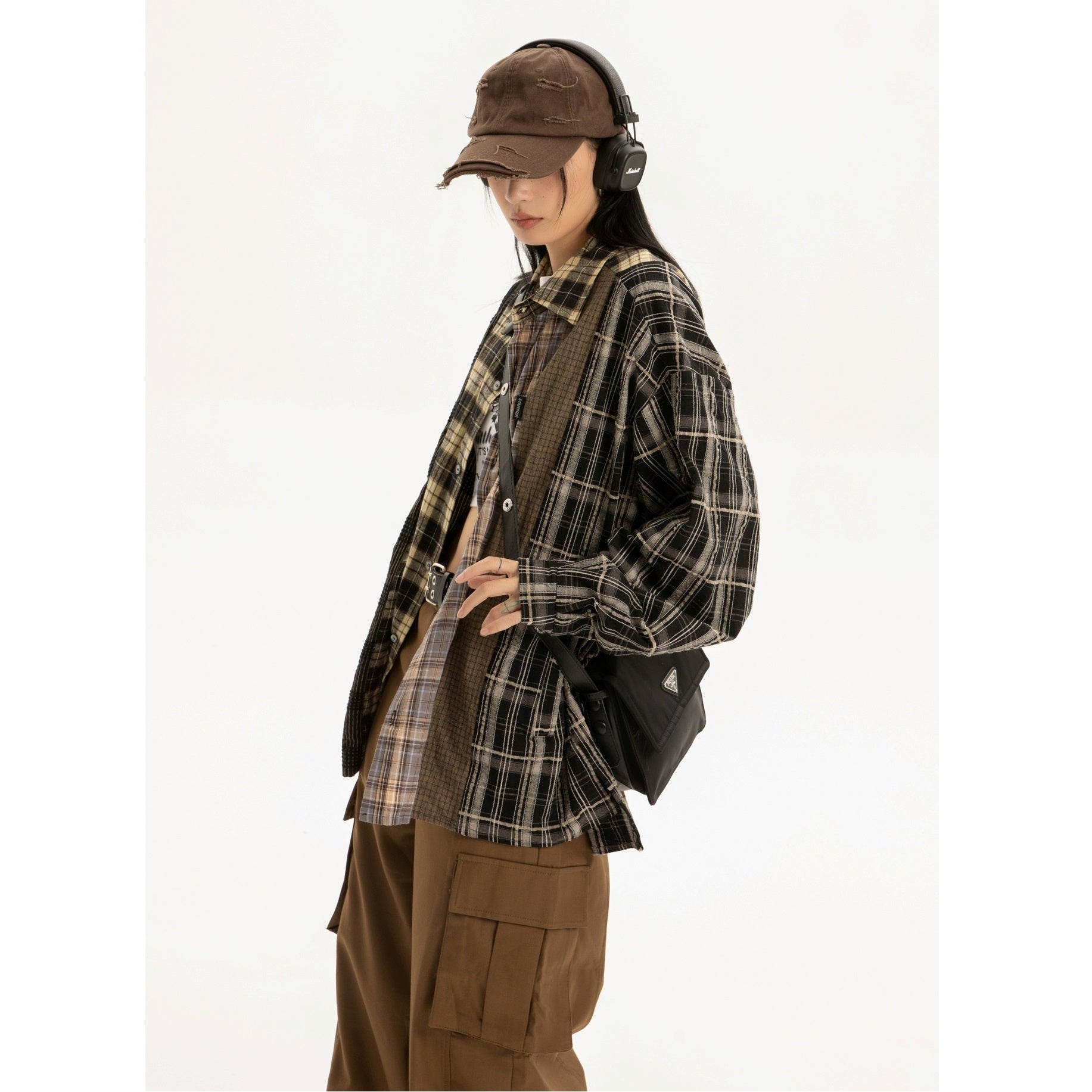 Patchwork Plaid Long-sleeved Sunscreen Shirt EZ120