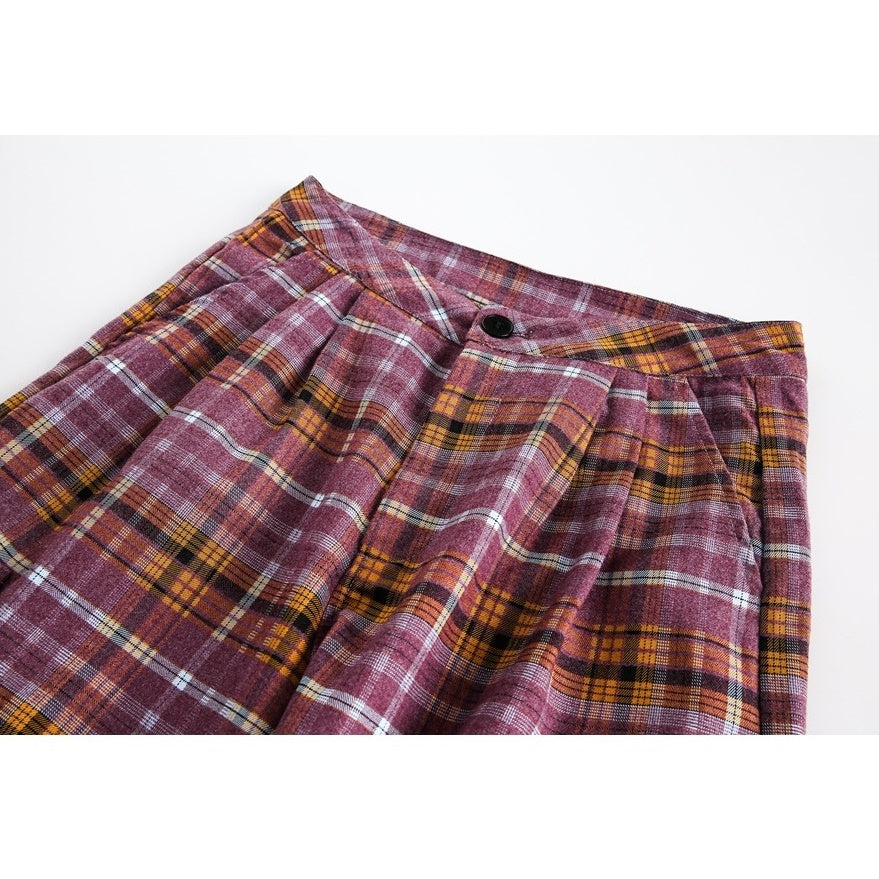 Loose Straight Plaid Casual Cargo Pants SP7008