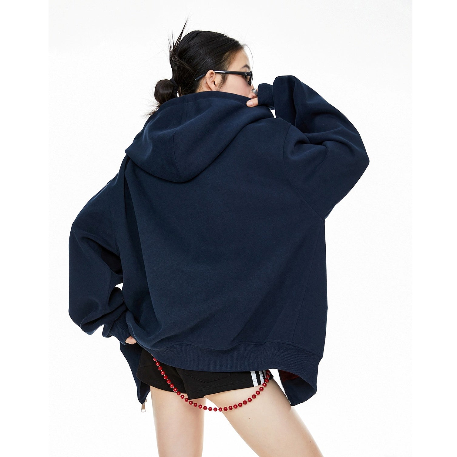 Contrast Color Hooded Sweat Jacket IC9008