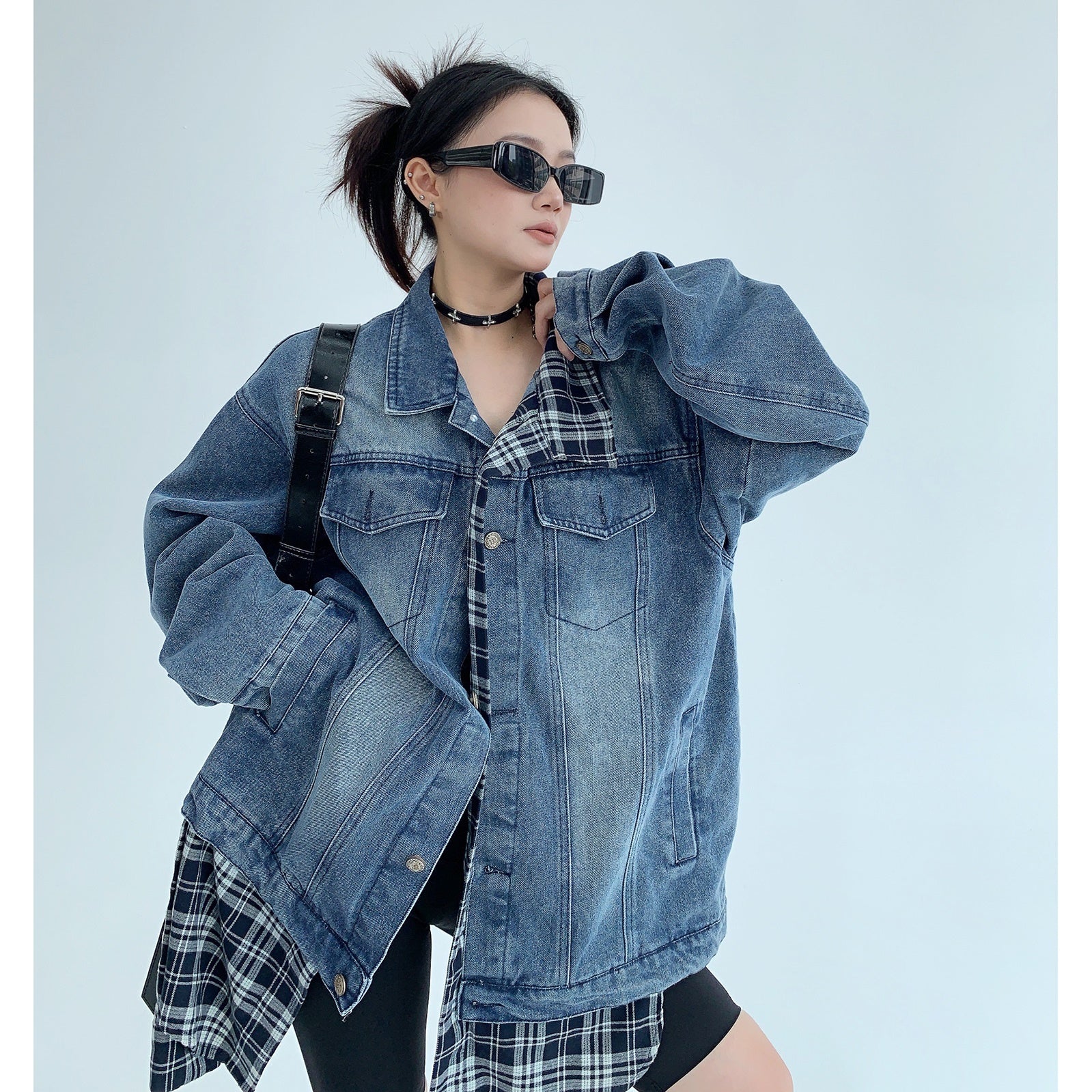 Fake Layered OverSize Denim Jacket MW9448