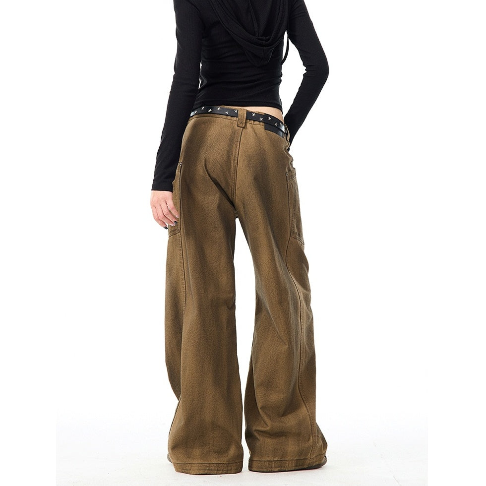 Retro Brush Dirty Wide-Leg Work Pants MW9961