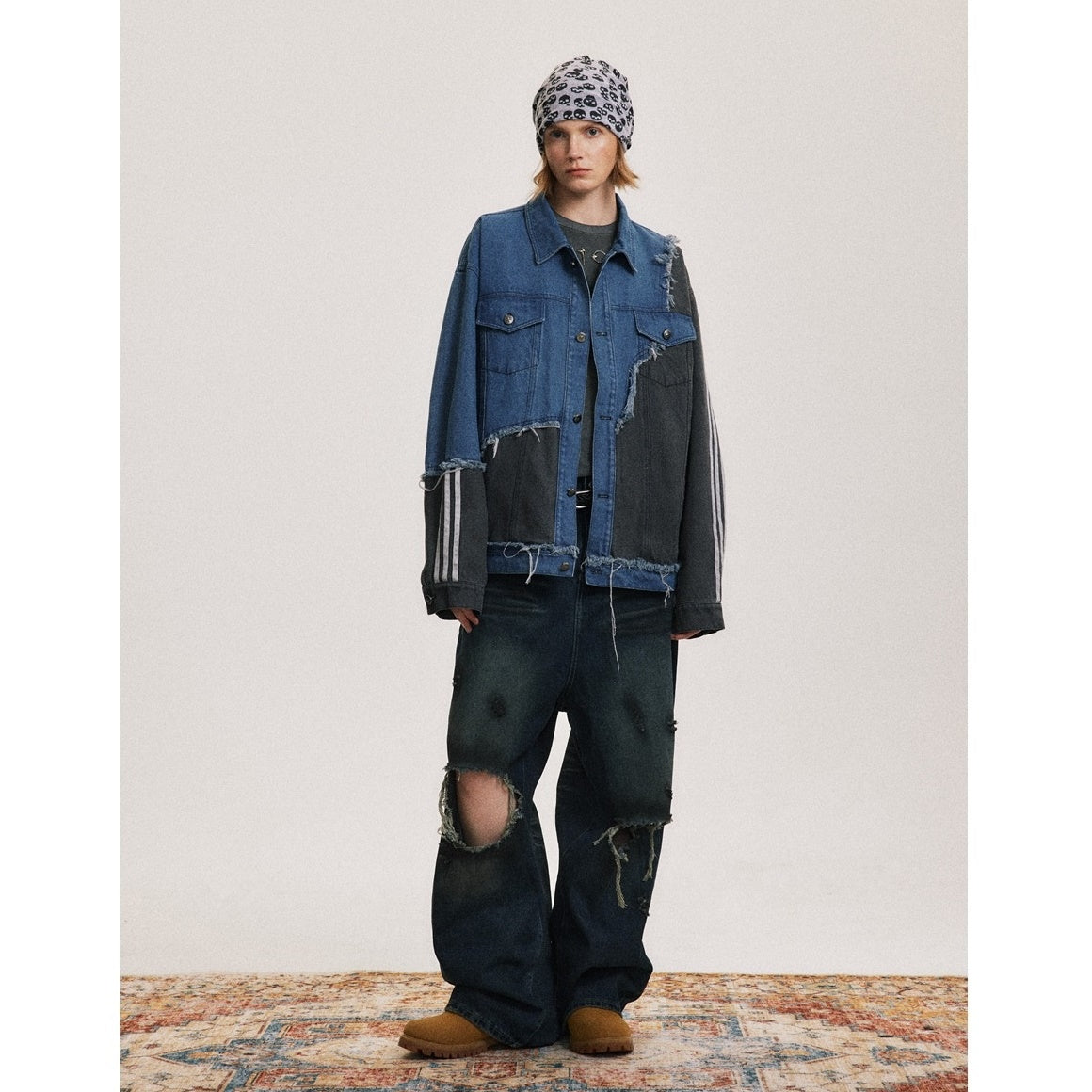 Irregular Stitching Loose Denim Jacket BX001