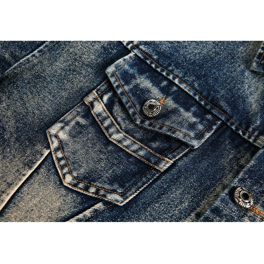 Row Edge Heavy Wash Loose Denim Jacket BX003