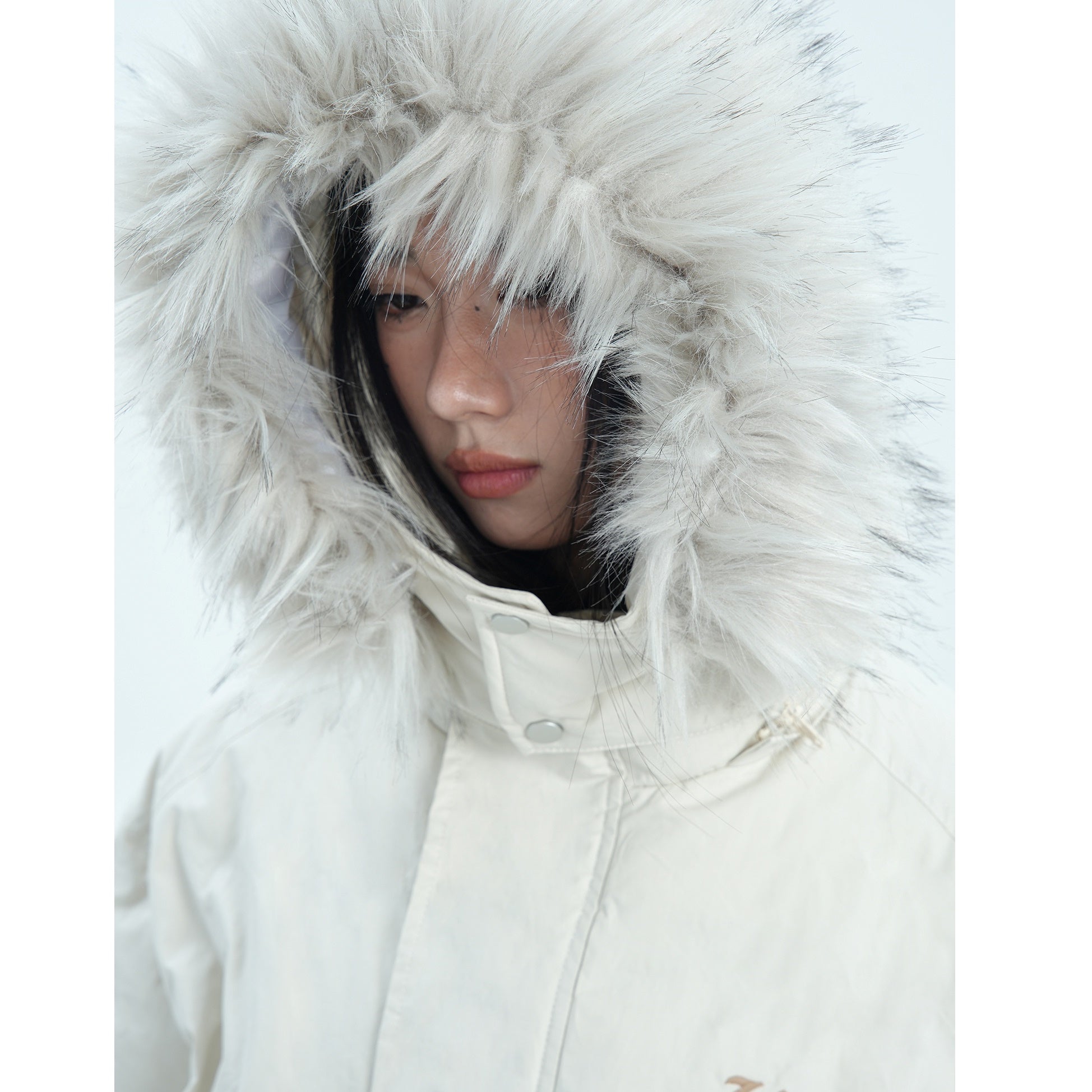 Fur Collar Simple Hooded Padded Jacket MW9670