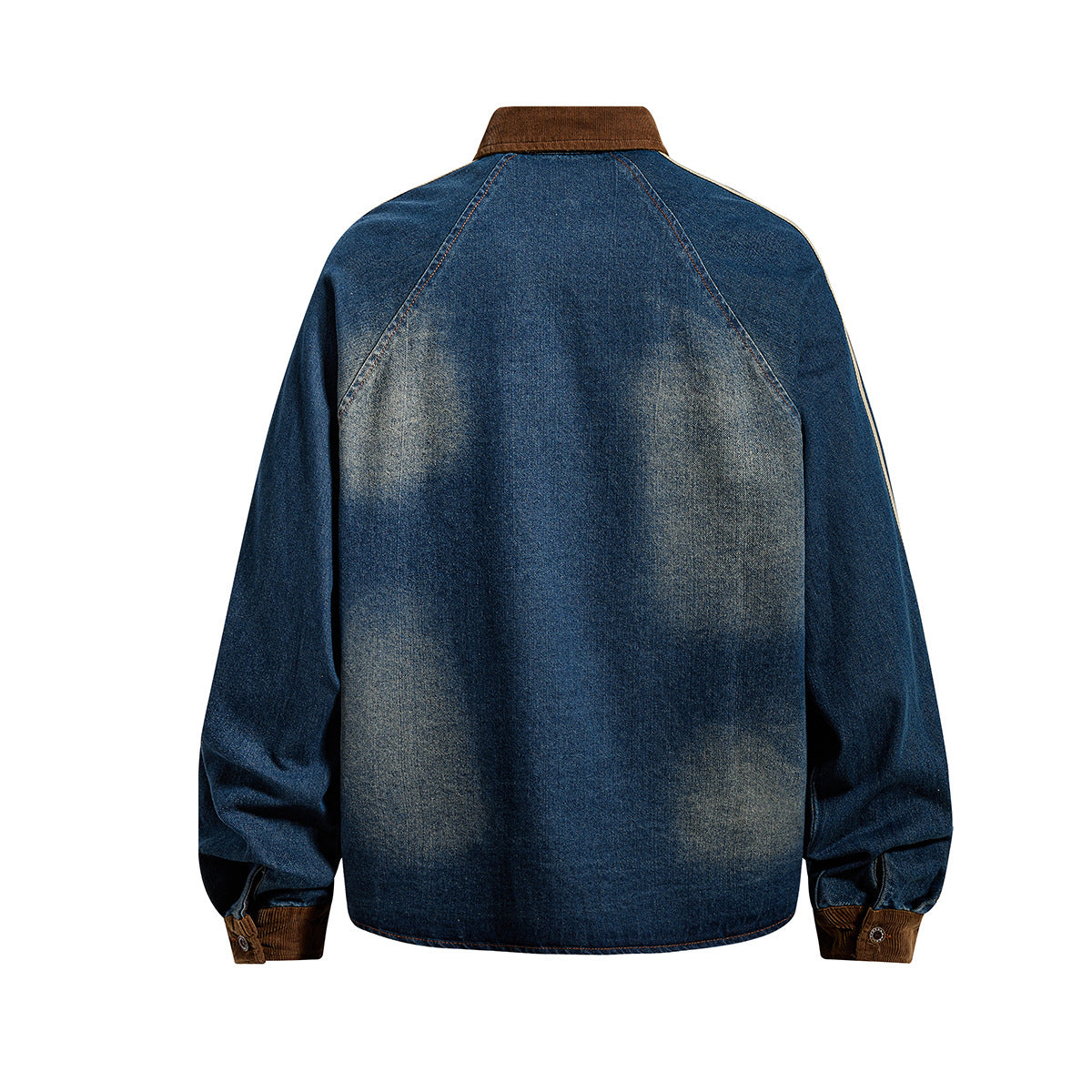 Flocking Letter Embroidery Washed Denim Shirt MW10317