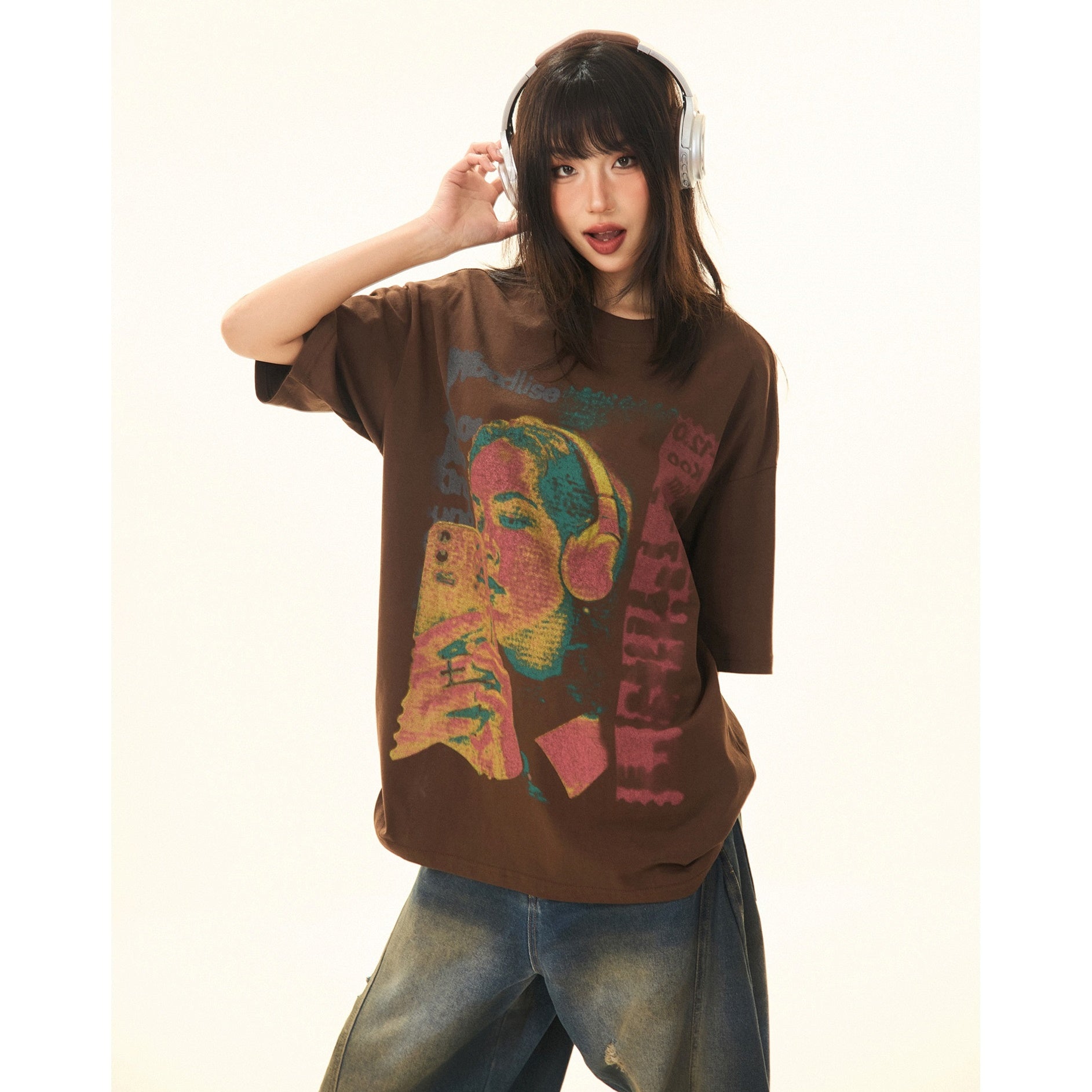 Vintage Character Print Loose T-Shirt MW9284