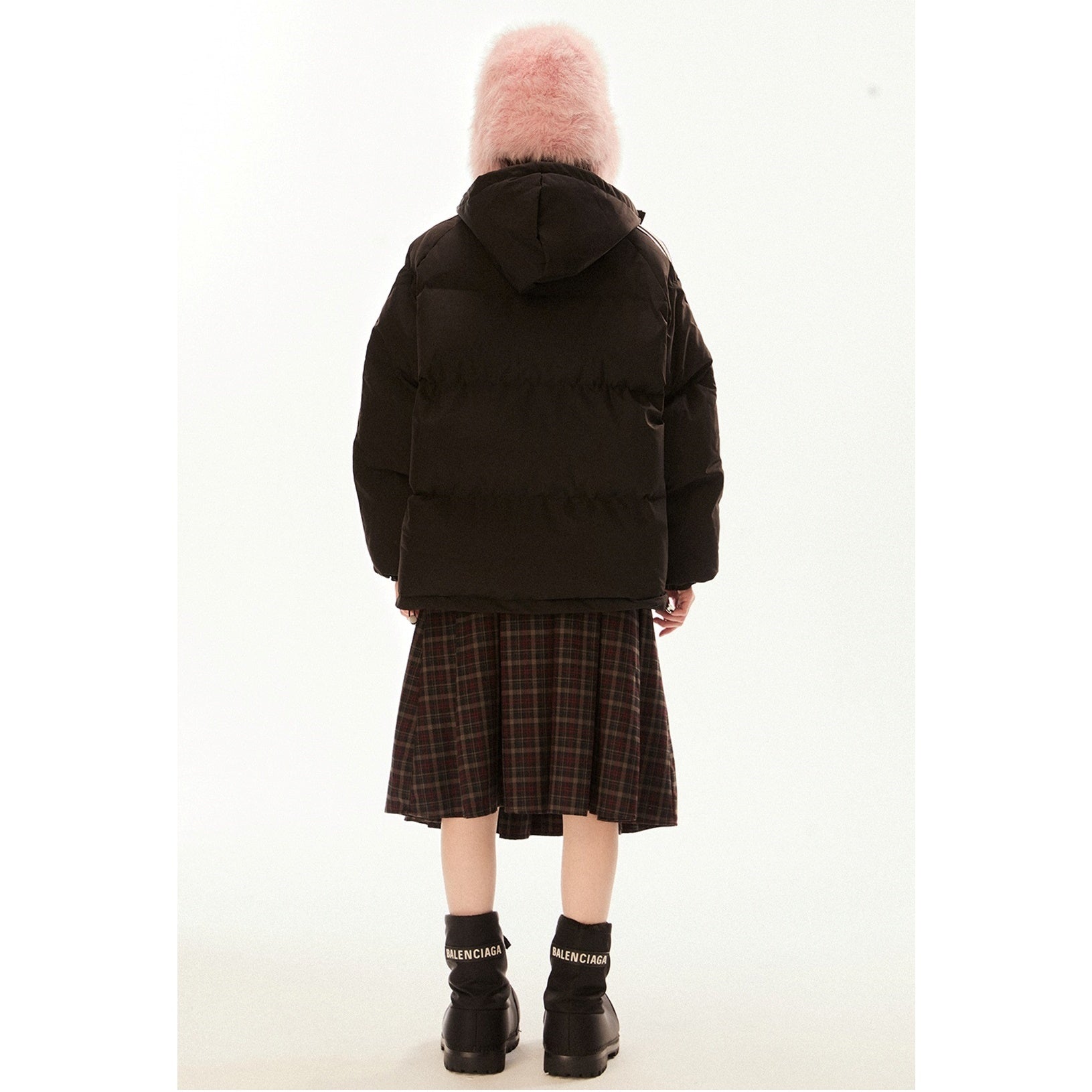 Three-Bar Letter Print Hooded Warm Jacket EZ212