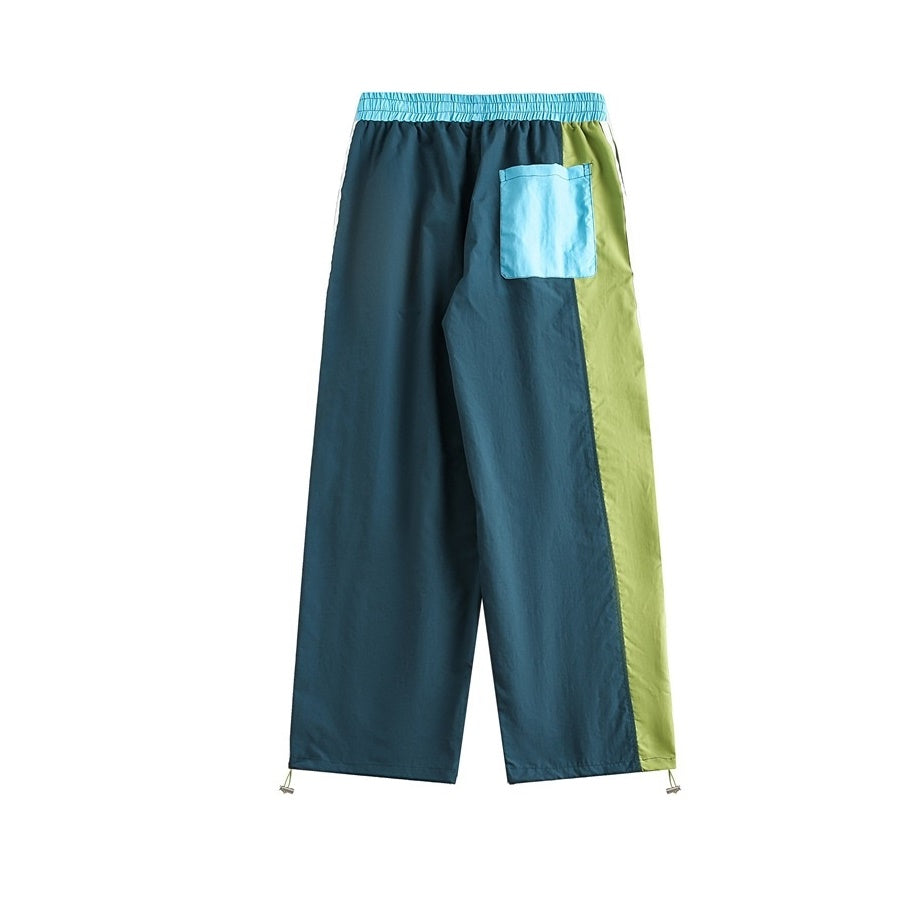 Irregular Color-Blocked Wide-leg Track Pants BX010