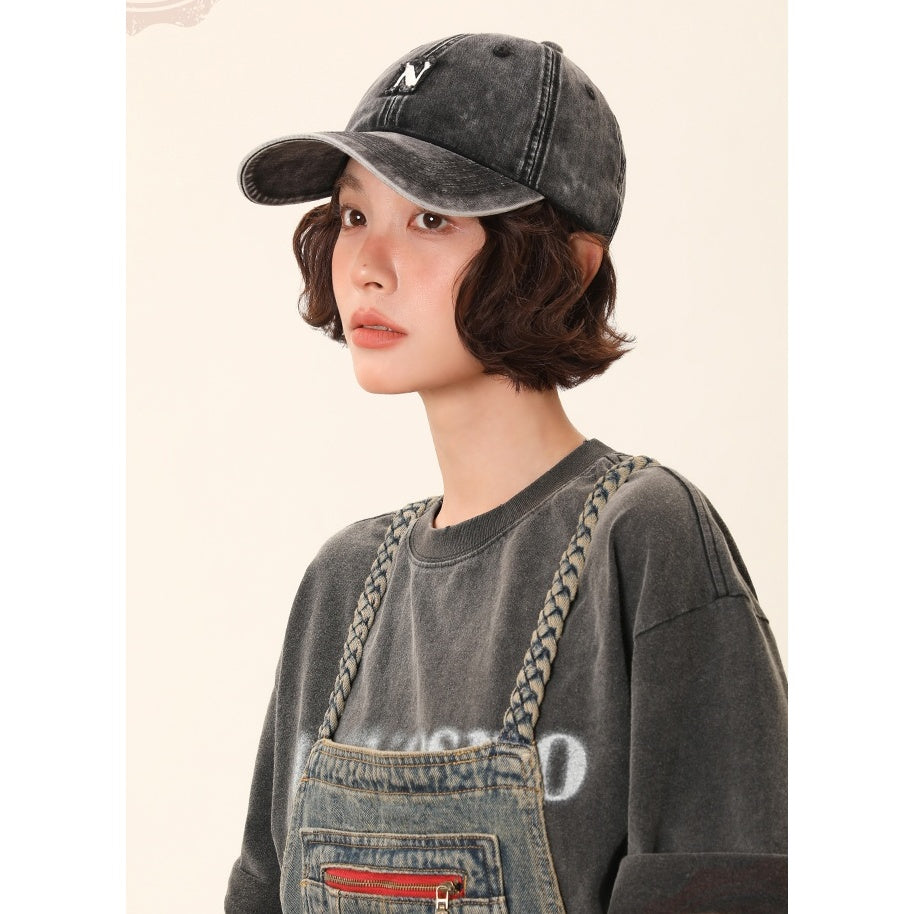 Letter Embroidery Washed Cap MW10119