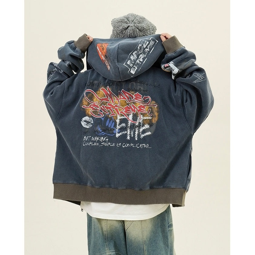 Paint Style Graffiti Sweat Hooded Jacket MW9944