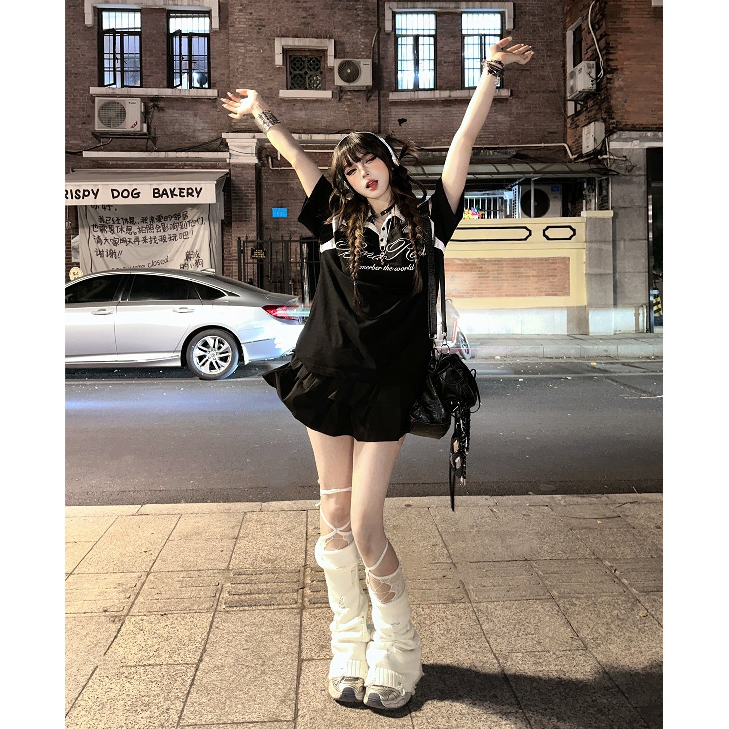 Bicolor Polo Collar Loose T-shirt KK2050