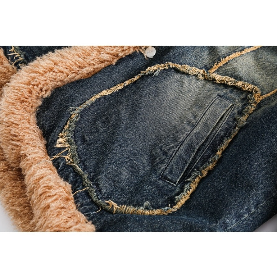 Boa Fur Stitch Denim Quilting Jacket MW9661