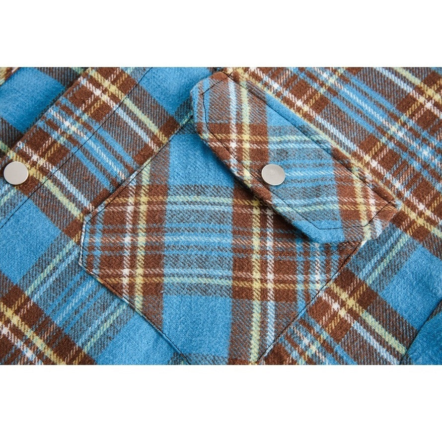 Retro Hooded Plaid Casual Shirt BX004