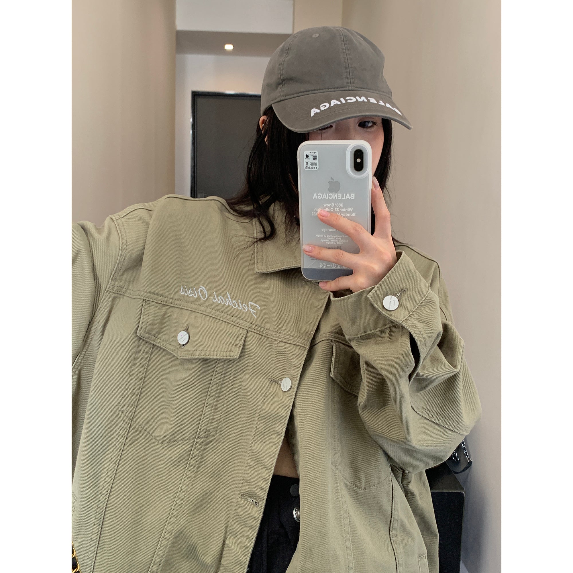 Back Logo Embroidered OverSize Denim Jacket MW9299