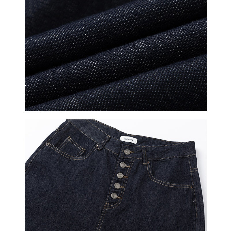 Front Button Wide Straight Jeans MW9847