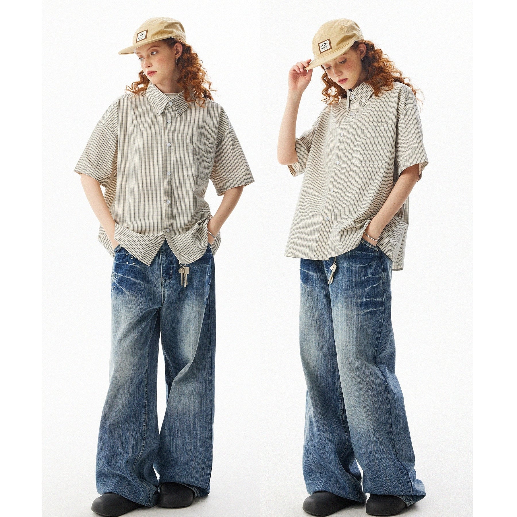 Casual Loose Check Short Sleeve Shirt MW10086