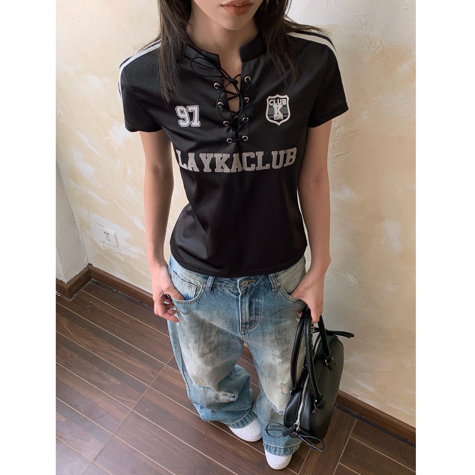 Satin Strappy Cropped T-Shirt AP7013