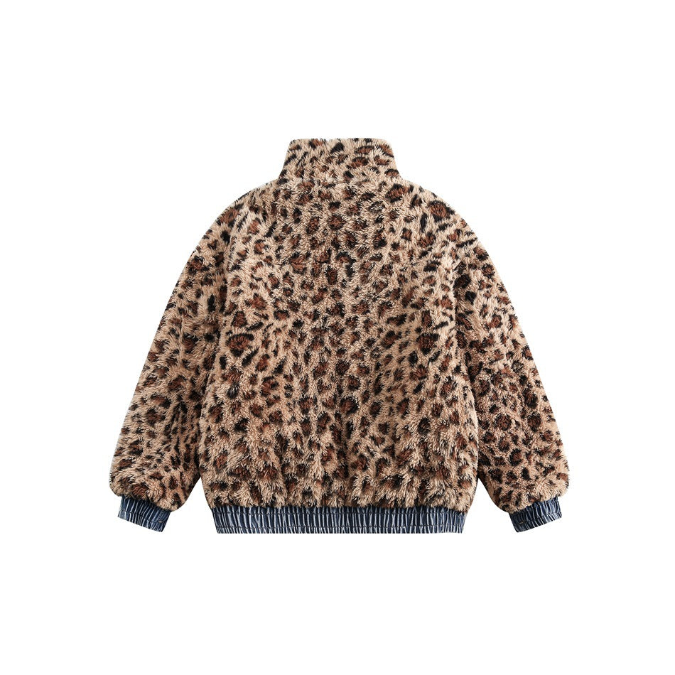 Reversible Leopard Print Stitched Denim Jacket MW9576