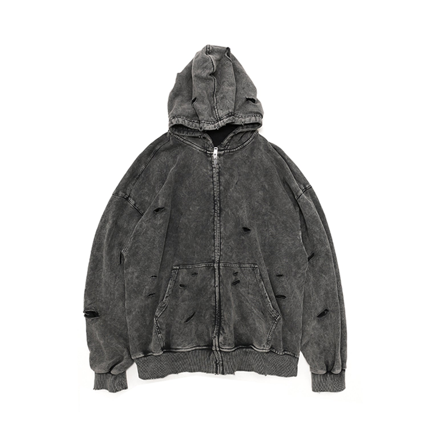 Ripped Distressed Hooded Sweat Parka GB7023