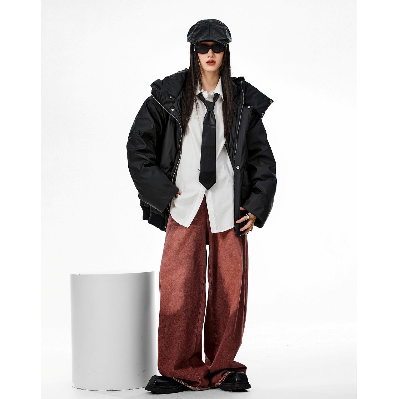 High Neck Hooded Down Jacket MW9666