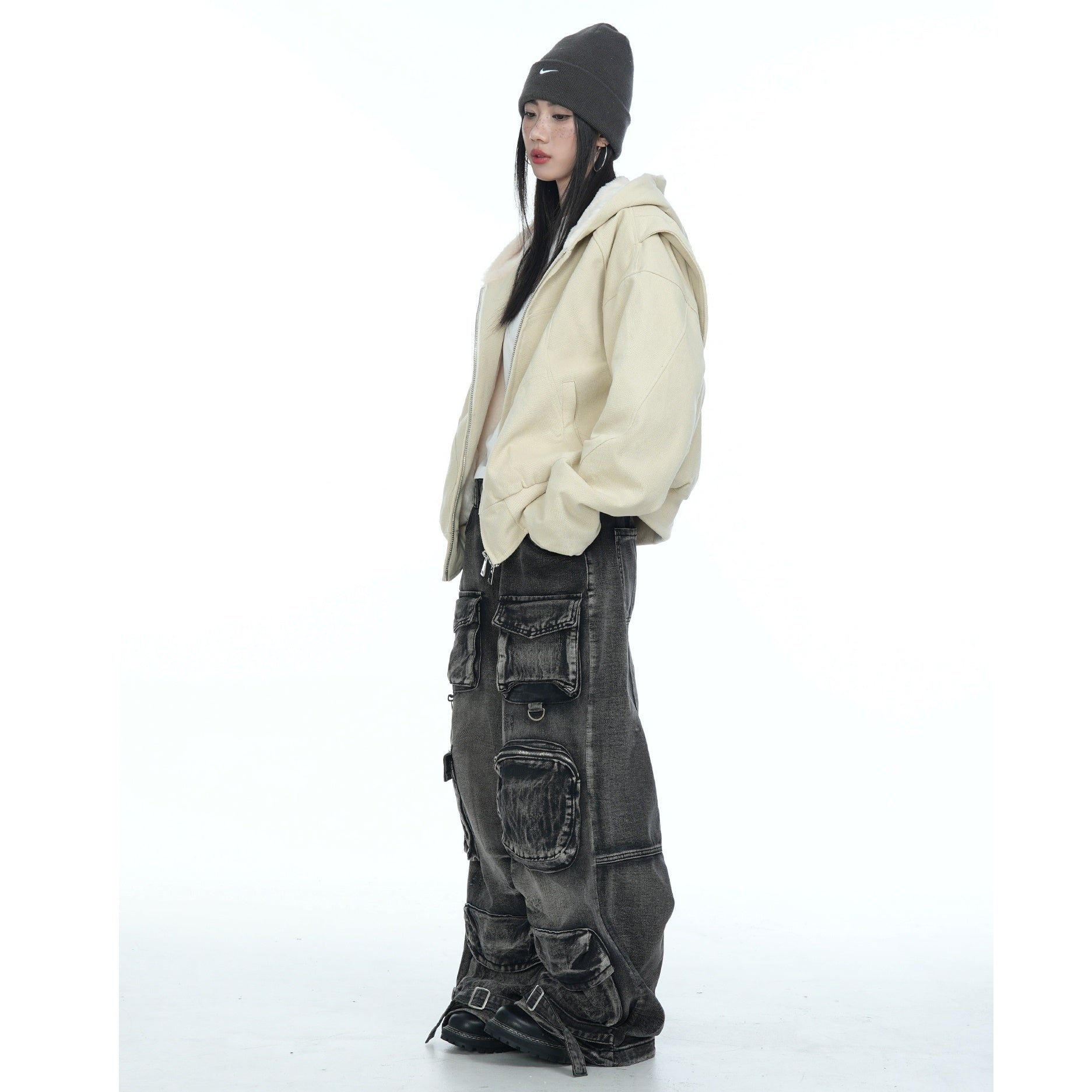 Flange Shoulder Plush Liner Hooded Parka MW9678