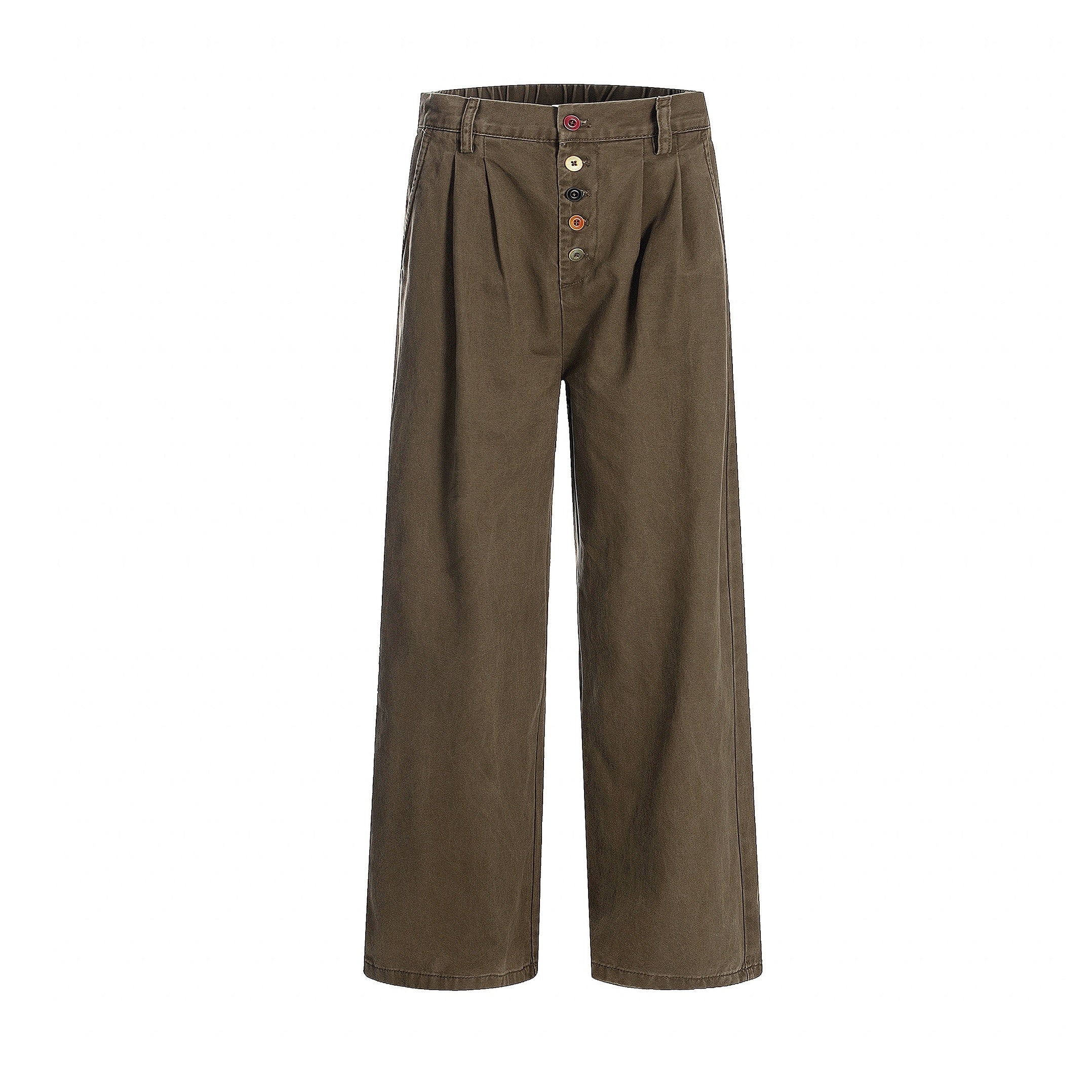 Color Button Wide Straight Pants MW10099