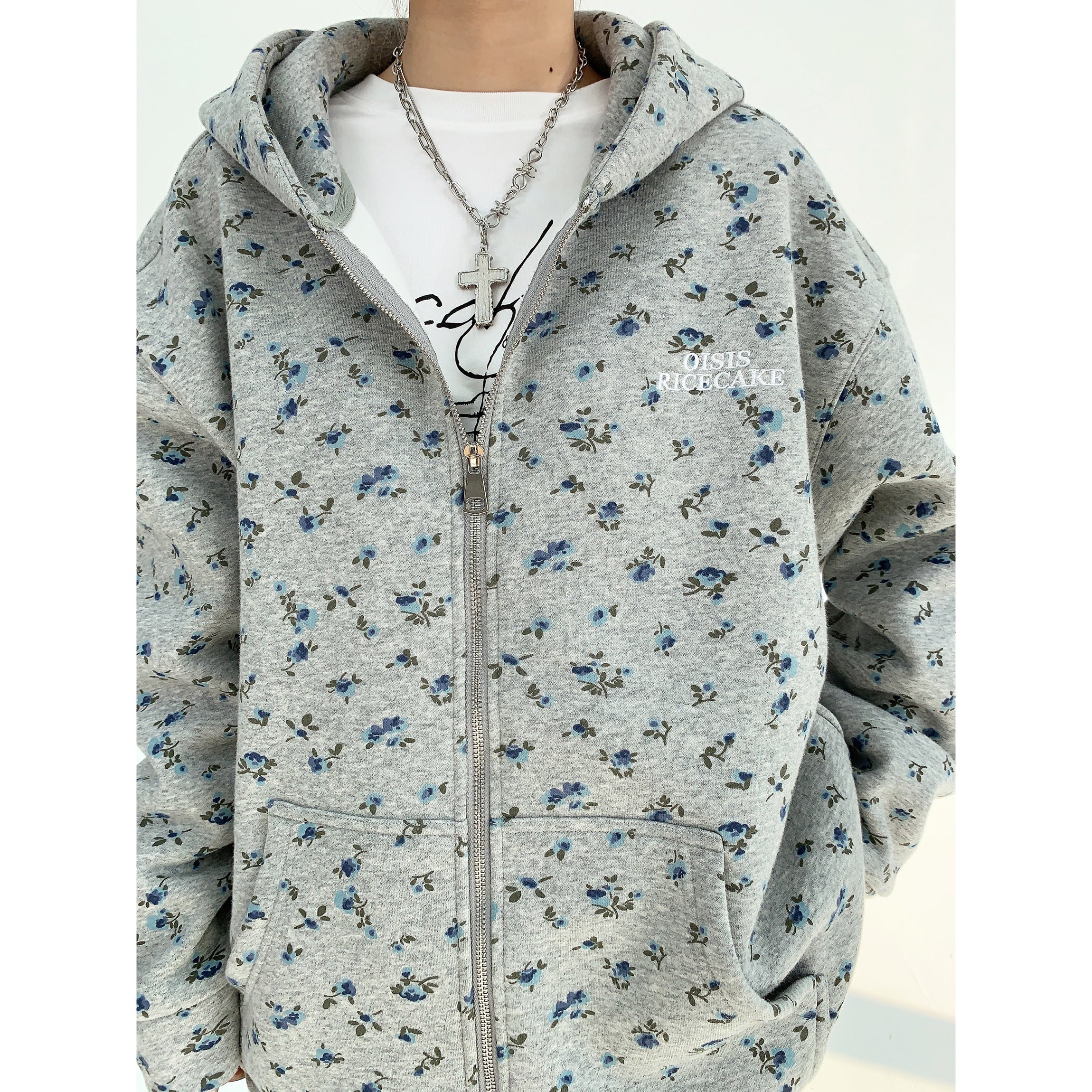 Floral Full Print Oversize Hooded Sweat MW9035