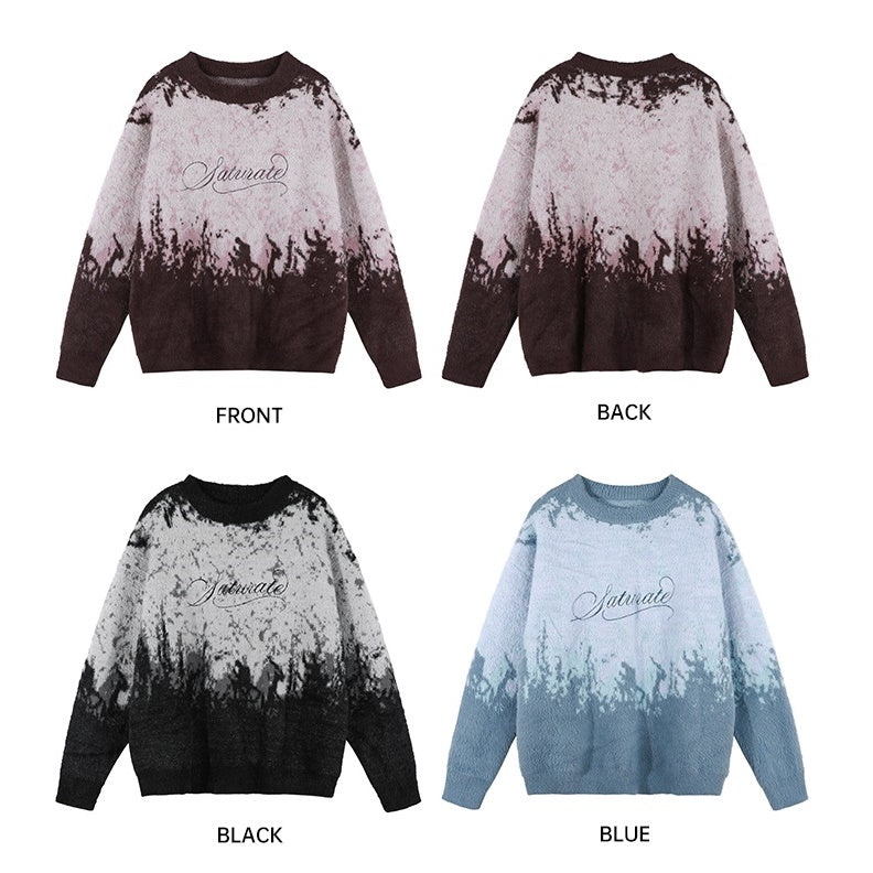 Gradient Embroidery Crew Neck Sweater BT7045