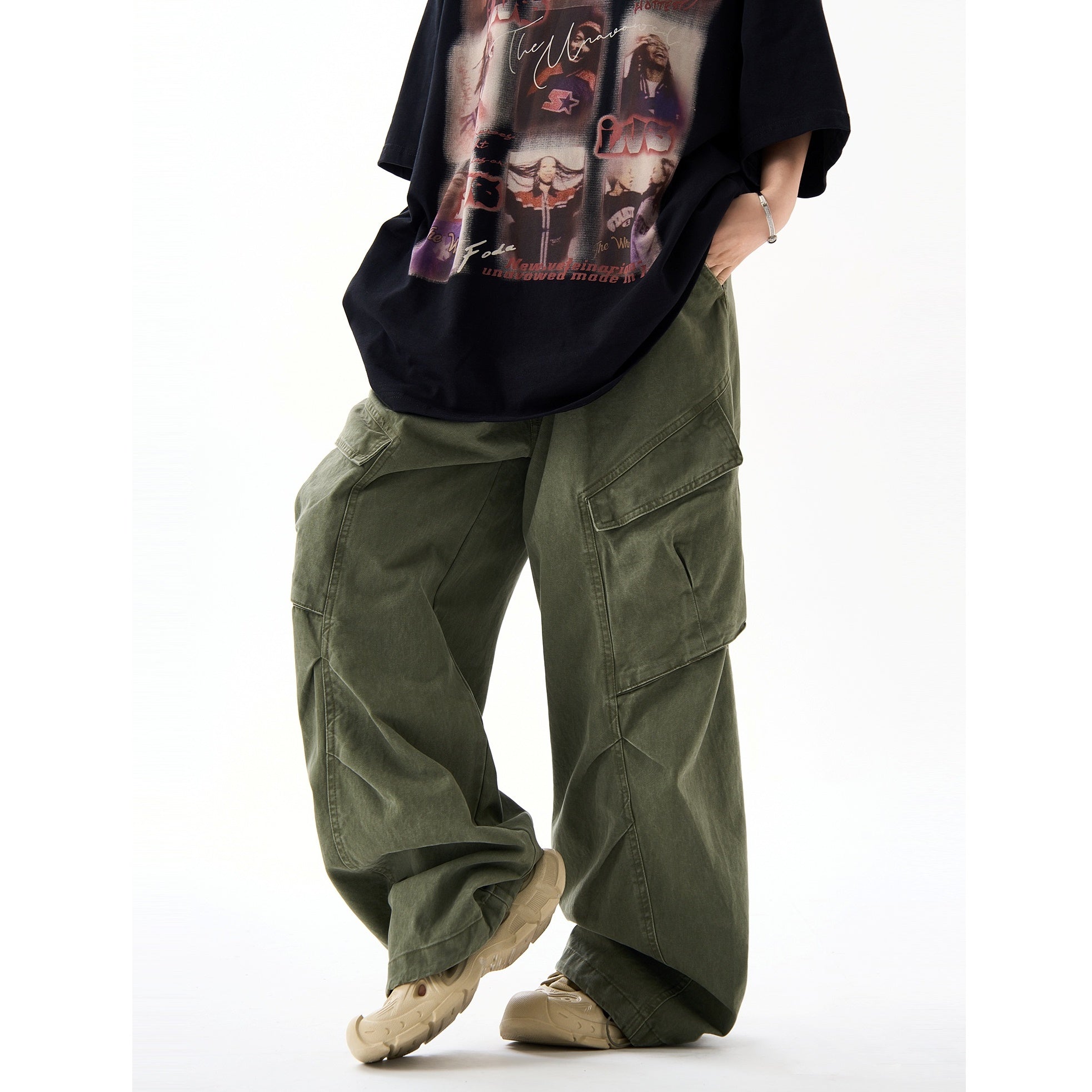 Vintage Switching Wide-Leg Cargo Pants HG7159