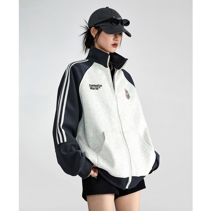 Line Sleeve High-Neck Zip Sweat Jacket MW9316