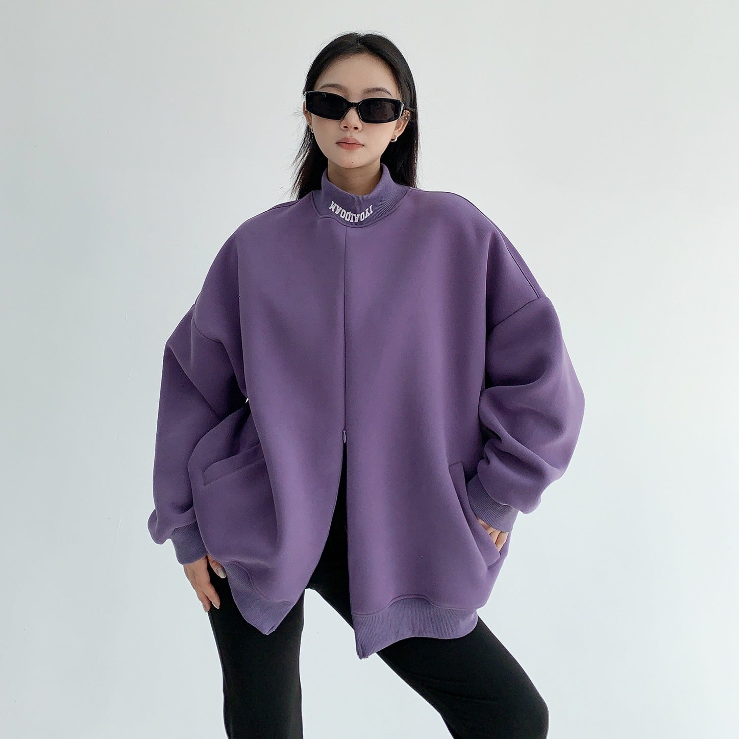 Bottle-neck Invisible Zipper Pullover Sweat MW9565