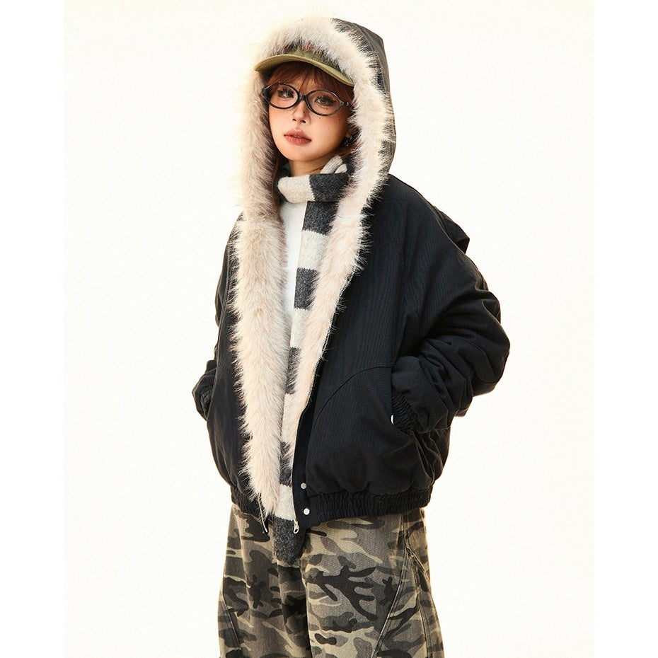 Fur Collar Warm Hooded Quilting Jacket MW9698